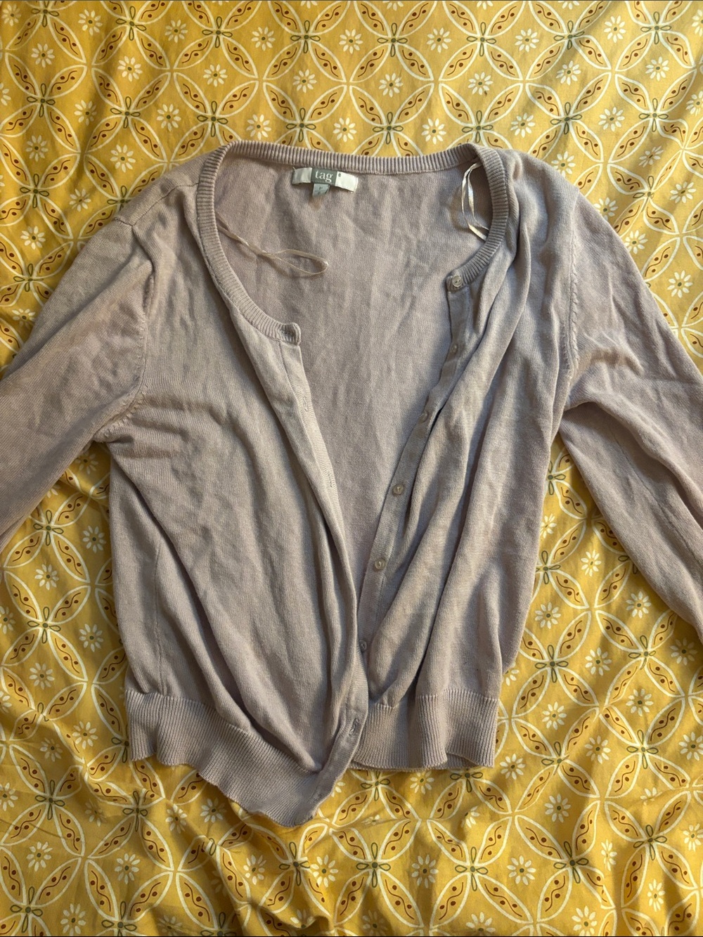 GAP Lavender Button-Front Crew Cardigan